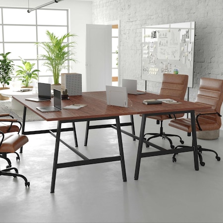 Flash Furniture Redmond 72x36 Conf Tbl w/1in. Thick Dbl Sided Laminate Tbl Top w/PVC and A-Frame Steel Bse, Walnut MT-M7236-WLT-ABF-GG